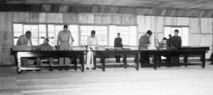 Signing the Korean War armistice agreement at P’anmunjŏm, Korea, July 27, 1953.