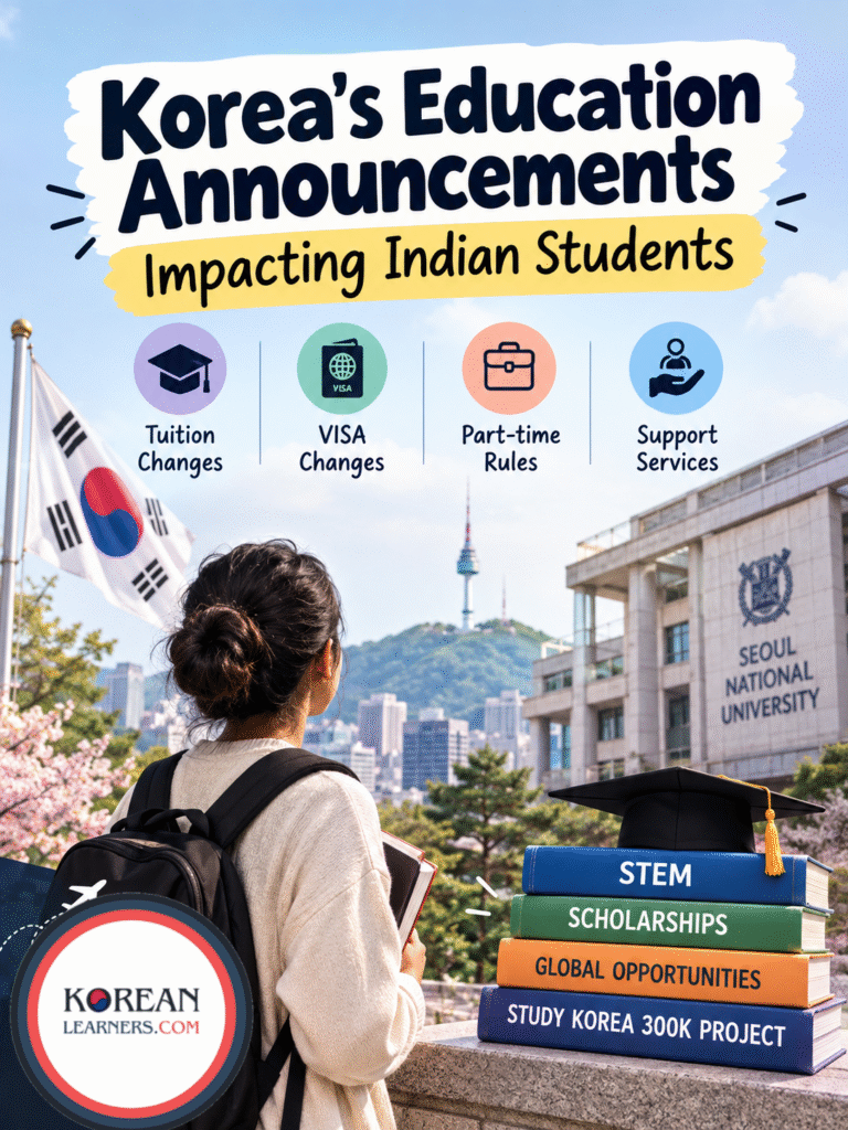 Korea’s Education Announcements Impacting Indian Students (Tuition changes, VISA changes, Part-time rules, Support services)
